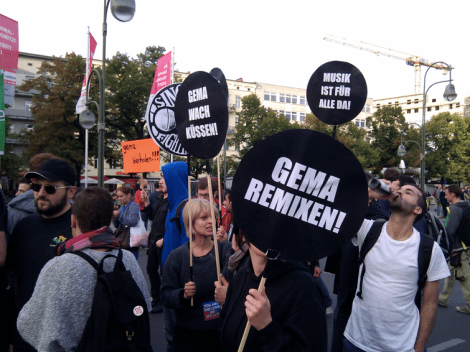 Berliners at a Sept. 6, 2012 demonstration take to the streets in protest of GEMA tariff policies.