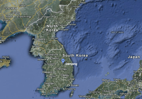 Danyang, South Korea. Image credit: Google Maps.