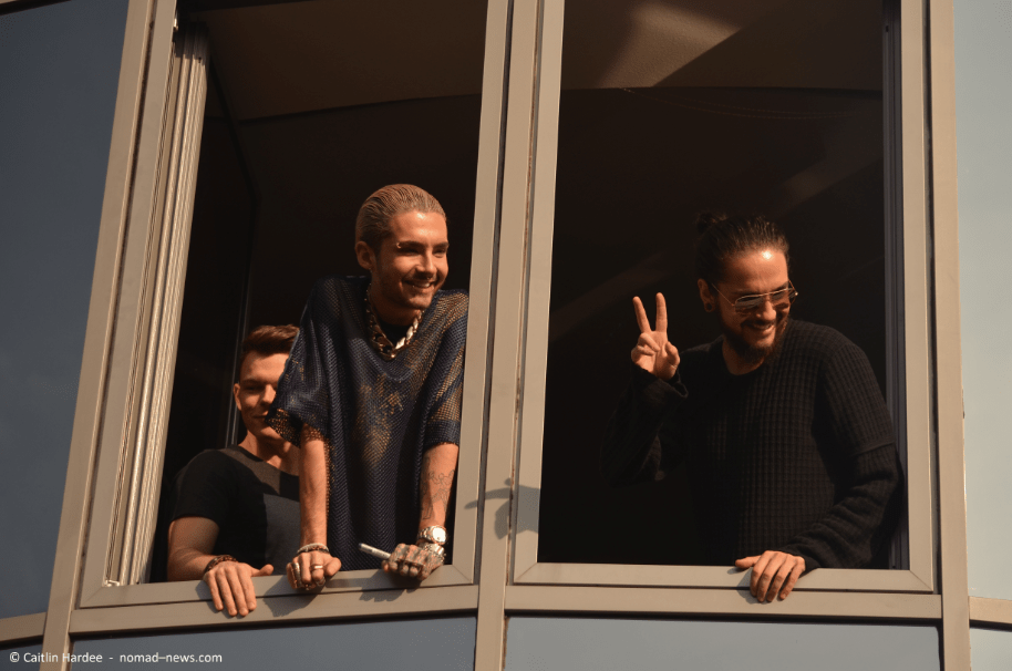 Tokio Hotel say hello to fans at radio SAW in Magdeburg. Copyright: Caitlin Hardee