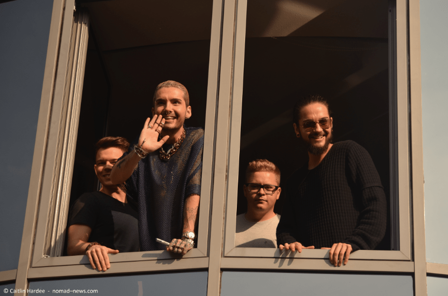 Tokio Hotel say hello to fans at radio SAW in Magdeburg. Copyright: Caitlin Hardee